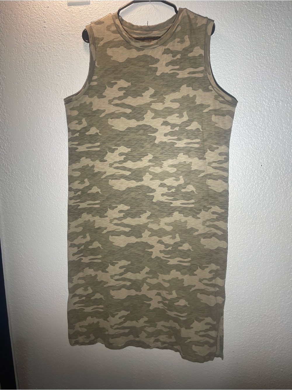 Universal Thread Sleeveless Camo Bodycon Dress in Olive and Beige